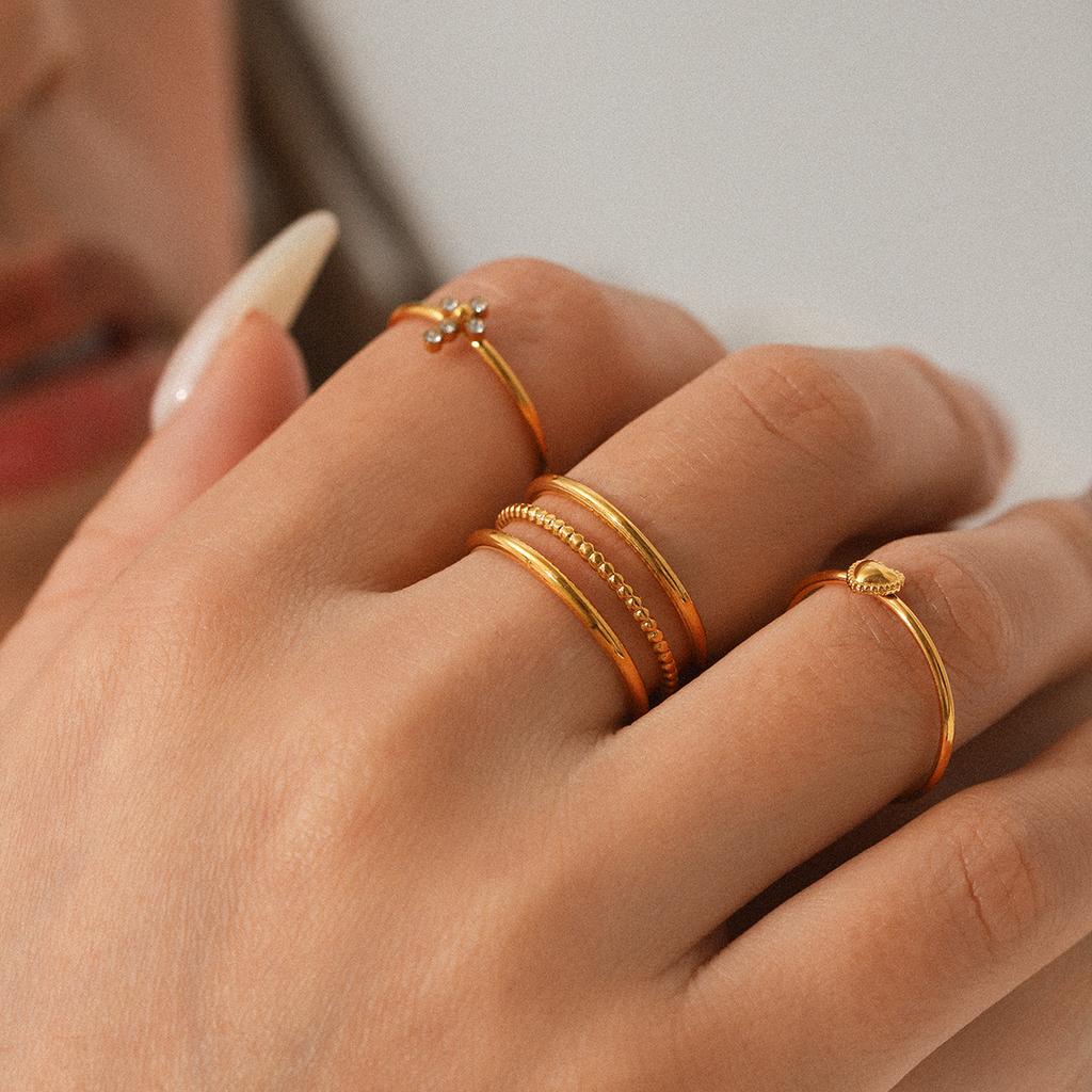 Stainless steel ring, premium light luxury band, multi-layer stacking titanium steel hand jewelry