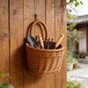Handwoven Storage Basket Boho Hanging Basket with Handle Rustic Storage Basket for Flowers Fruits Vegetables Kitchen Produce
