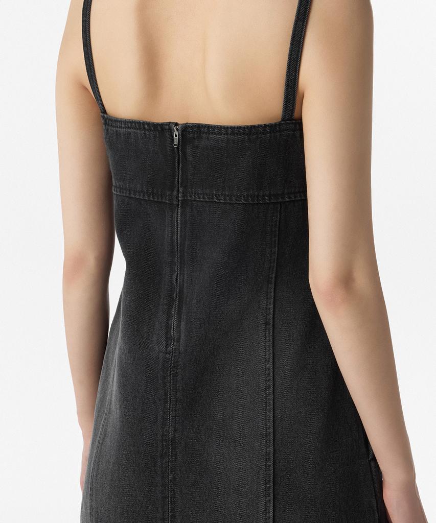 Musinsa Standard Woman Women'S Denim Strap Mini Dress [Washed Black]