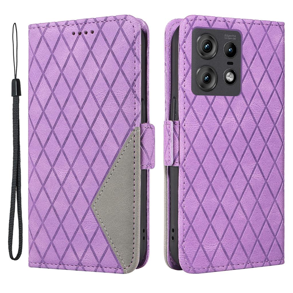 For Motorola Edge 50 Pro 5G Case Rhombus Splicing Color Leather Phone Cover