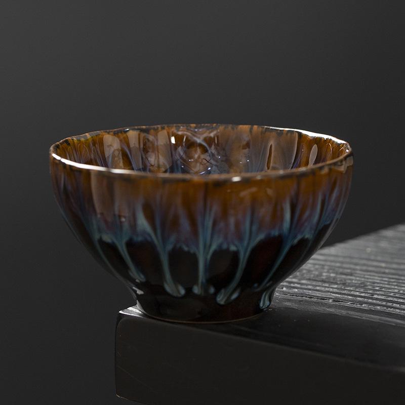 Kiln-Change Ceramic Tea Cup Set: Luxury Light Gift Box with Large Gongfu Tea Tasting Cups in Nine Colors