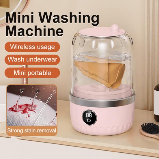 Portable Mini Washing Machine Automatic Laundry Cup for Underwear & Socks Quiet Operation Efficient Baby Clothes Washer for Travel Camping