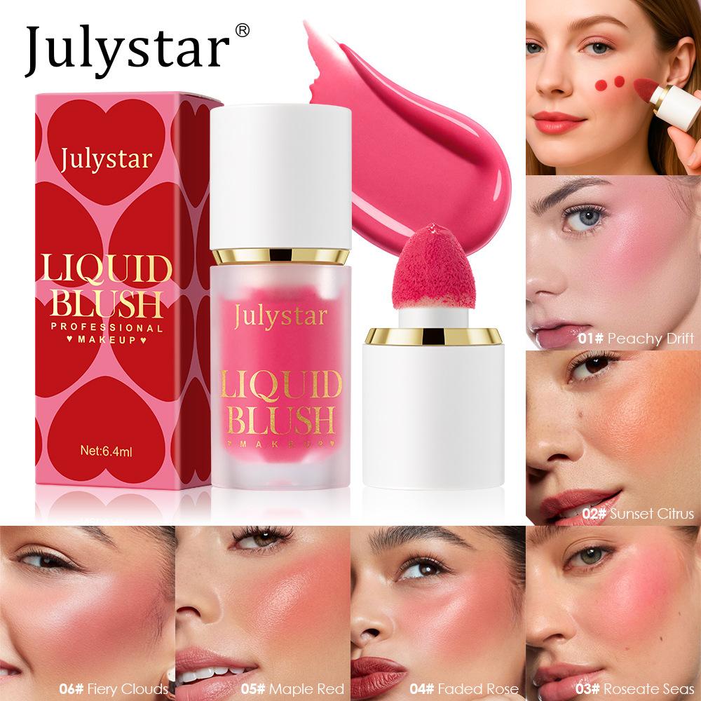 Lip and Cheeks Rouge Blush Liquid Portable Facial Nude Sexy Matte Big Head Brush Contouring Liquid Blush Pink Lipstick Face Makeup