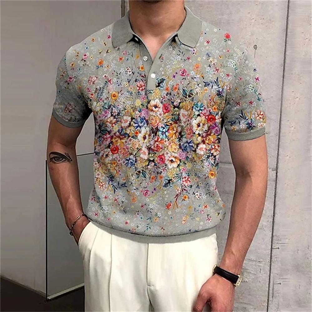 Men's Summer floral shirt youthful office fashion style polo t-shirt, Full Sublimation Polo Shirt for men Uniform