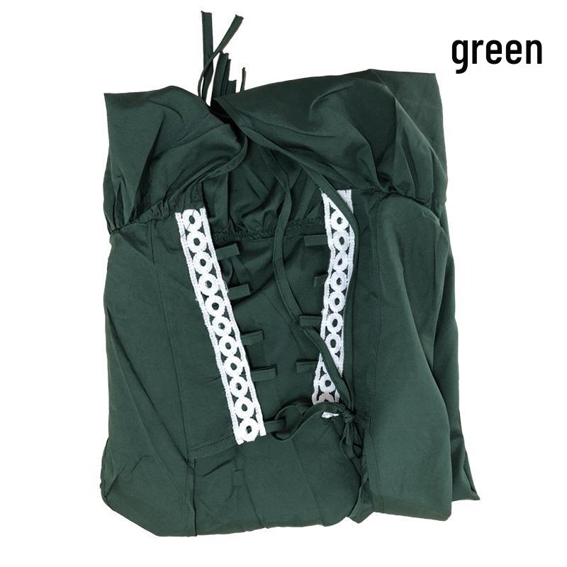 European and American Vintage Medieval Renaissance Square Neck Lace-Up Corset Halloween Costume Dress