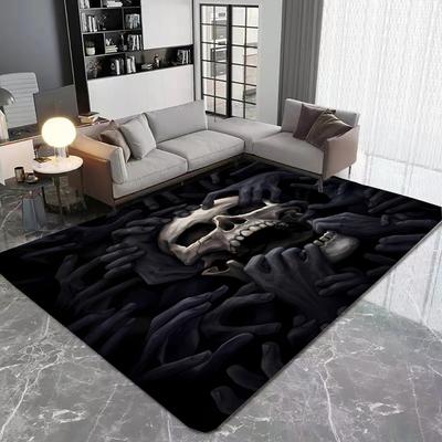 Teppiche mit 3D-Totenkopf-Print für die Wohnzimmerdekoration, Heimsofa, große Flächenteppiche, Schlafzimmer, rutschfeste, waschbare Bodenmatte für Couchtische