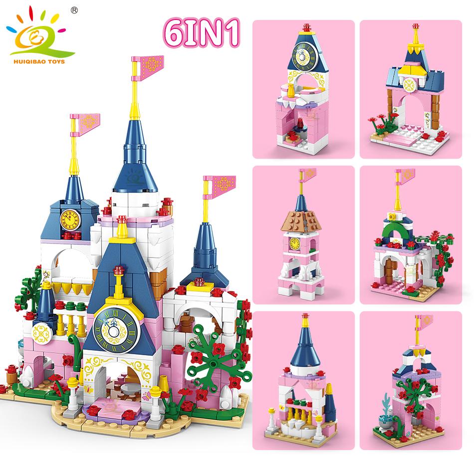 447PCS 6IN1 Friend Series Princess Pink Dream Castle Building Block for Girls Queen House City Bricks Set Children Toy