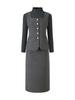 Women's Elegant Woolen Vest & Knit Base Layer with Back Slit Skirt Set