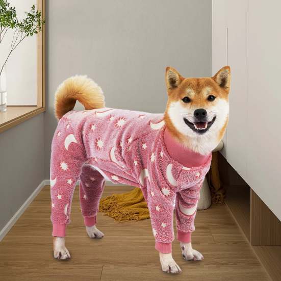 Bobasndm Rollkragen Hunde Kleidung Pyjama, Herbst Winter Hunde Jumpsuit Mantel, Winter Weiche Warme Flanell Pyjama