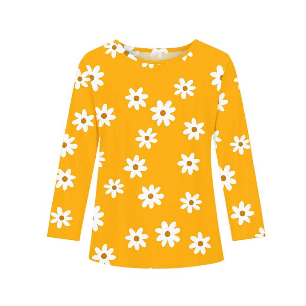 Kinder Langarmshirts Lässiges Print T-Shirt Rundhals Pullover Bluse