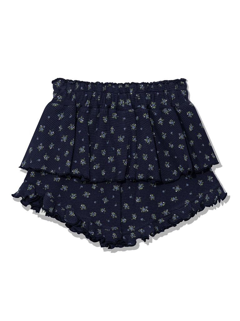 Eogeulliswedou Ruffle Flower Skirt Pants (Navy)