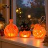 Indoor Halloween Party Lighting Night Light, Flameless Pumpkin LED Lamp, Decorative Vivid Tabletop Figurine Atmosphere Light for Holiday Home Decor