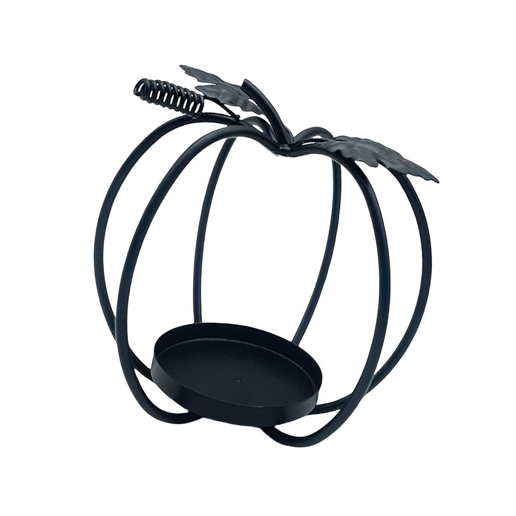 Festival Wrought Iron Hollow Pumpkin Tealight Candle Holder Halloween Metal Candlestick for Home and Restaurant Decors