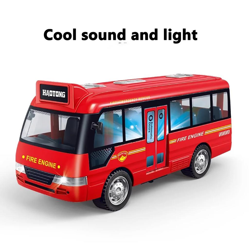 School Bus Toys Cars Die Cast Plastic Little Cars City Bus With Sound And Light Up Friction Powered Cars Play Toys Gift For Kids