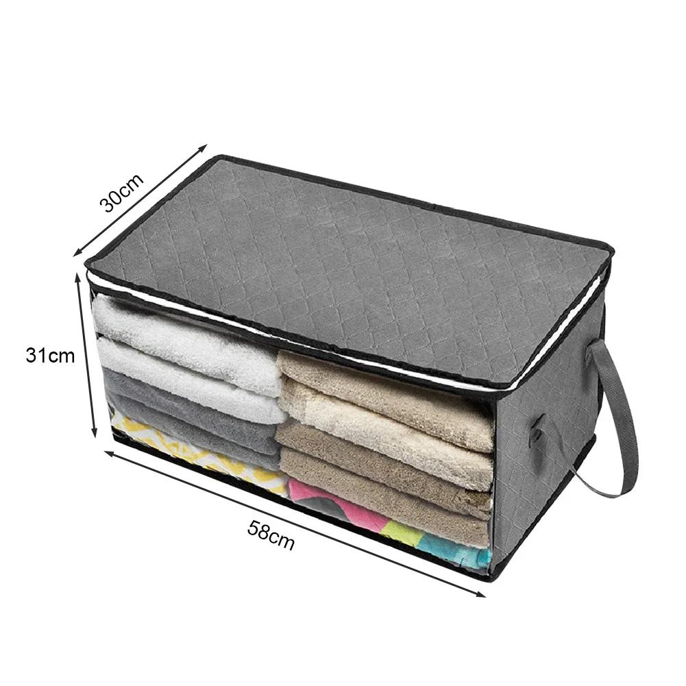 4/1PCS Large Capacity Foldable Clothes Storage Bag Organizer Reinforced Handle for Blankets Bedding with Lids Zipper Storage Bag