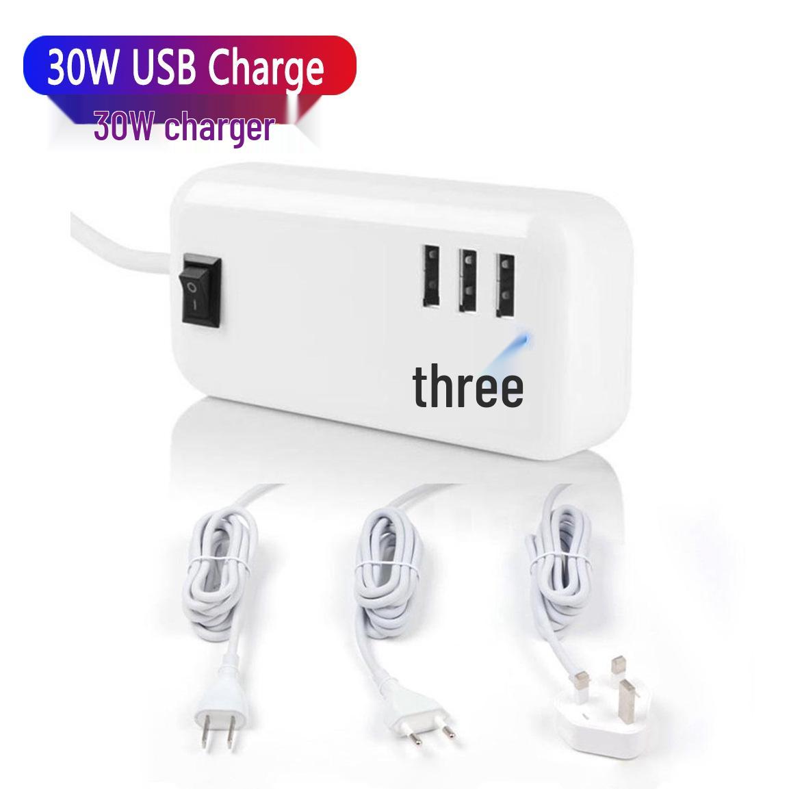 

30W 6-Port USB Power Strip Charger for Smartphones and Tablets - Travel-Friendly Plug