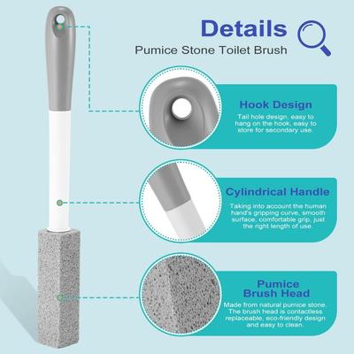 4PCS No Touch Pumice Stone Toilet Bowl Cleaner Replaceable Extra Long Handle Pumice Cleaning Stone Stain Remover