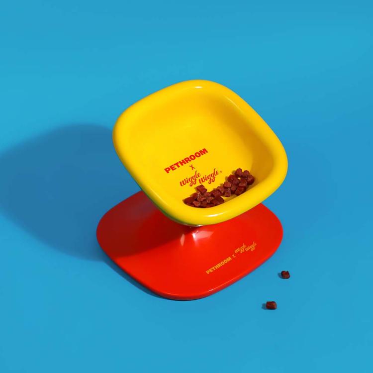 [pethroom X Wiggle Wiggle] Well Fit Table & Bowl (1EA) Dog Cat Height Angle Adjustable Porcelain Ceramic Tableware