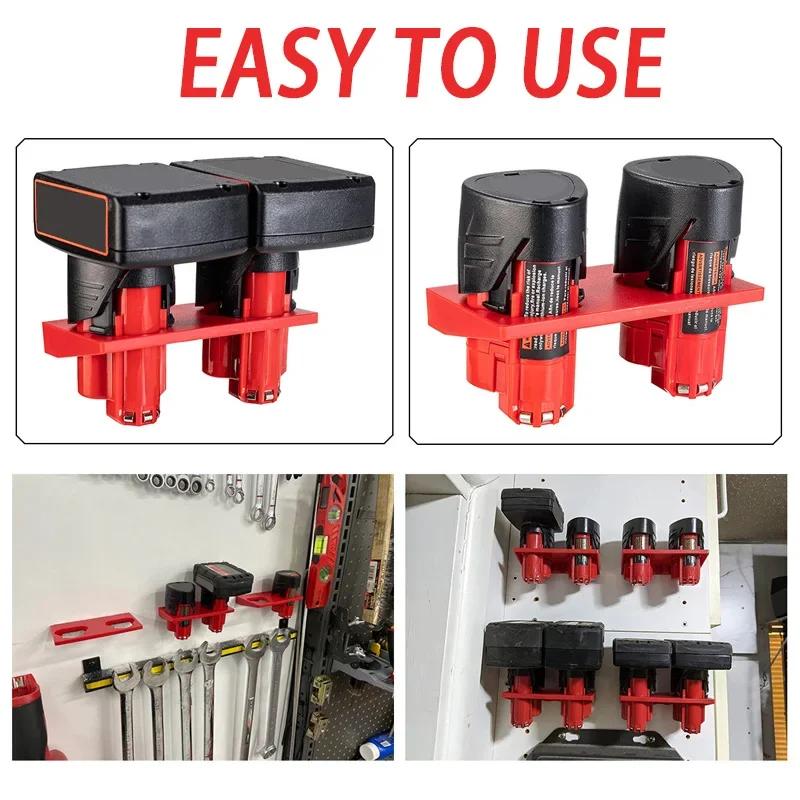 12V 10.8V Li-ion Battery Holder Storage Fixed Bracket Installation Base Display Rack Buckle For Milwaukee M&12 Li-ion Battery
