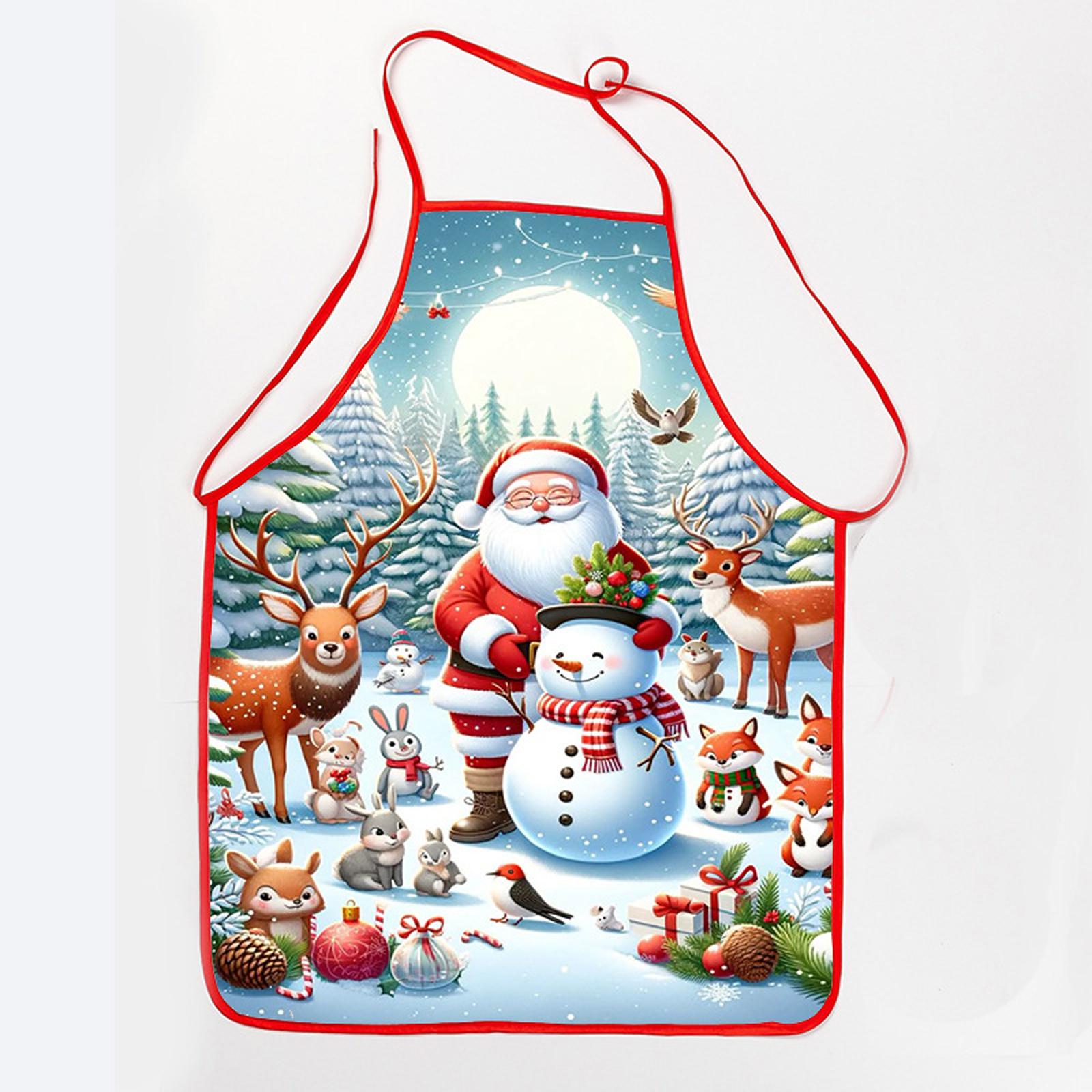 

Рождественский фартук с принтом Клауса, водонепроницаемый и устойчивый к пятнам, бытовой рождественский фартук One Size