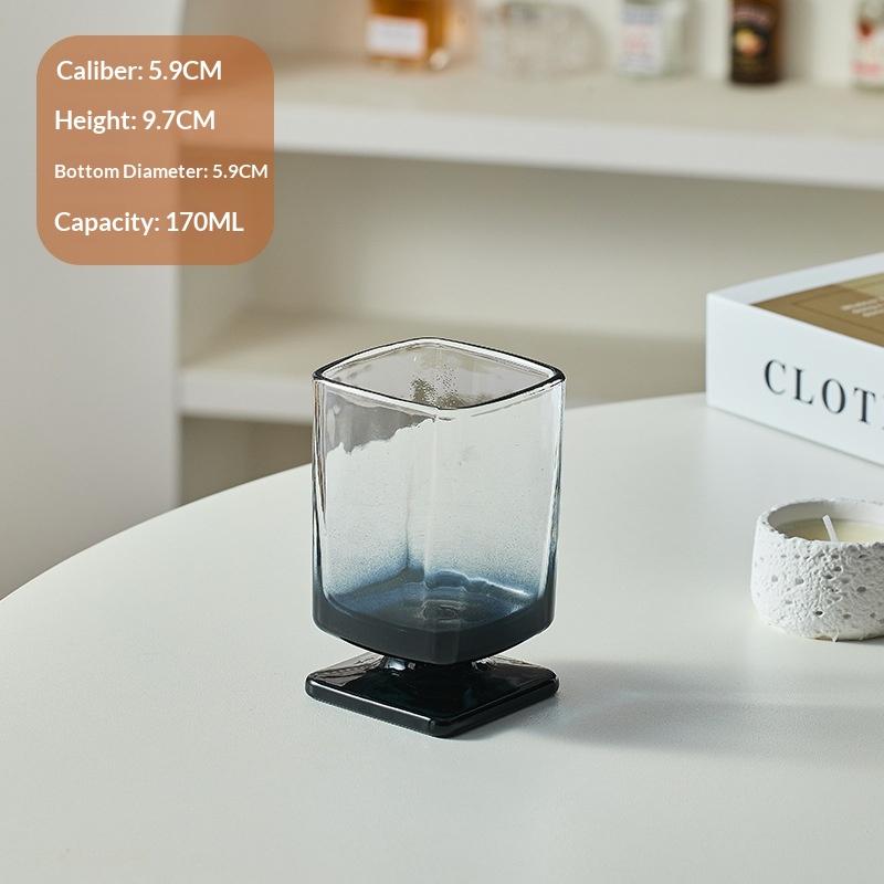 Gradient Colored Square Glass Uniquely Maillard Colored Low Footed Glass Vintage Style Juice Glass Sparkling Water Cup