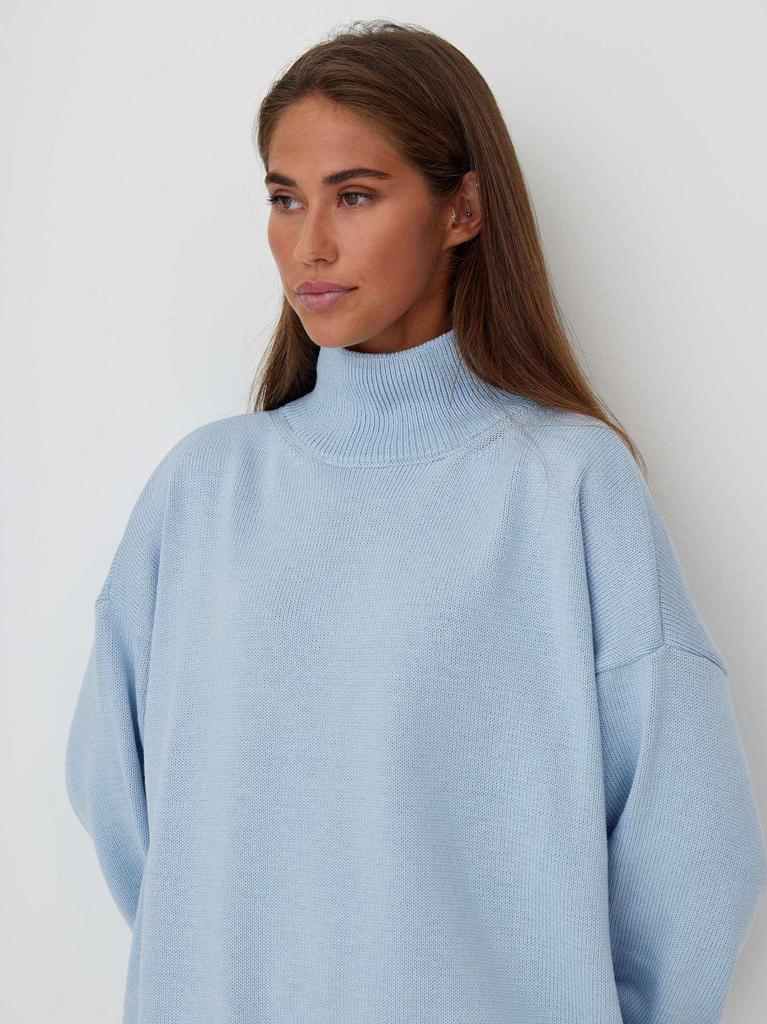 European & American Autumn/Winter Loose Cross-stitch Half-high Collar Sweater