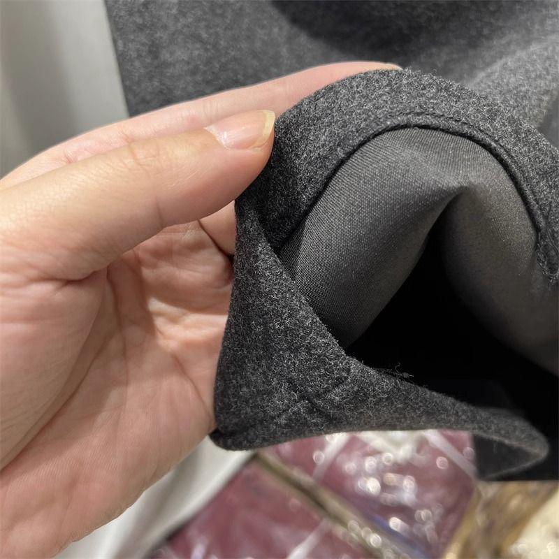 2025 Autumn/Winter High-Waisted Thick Woolen Retro Straight-Leg Wide Pants for Women