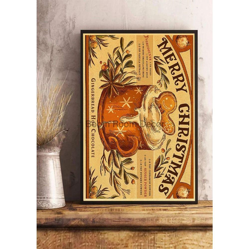 Vintage Christmas Metal Wall Decoration, Holiday Sticker Sign