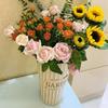 Hydration Bucket Retro Wrought Iron Flower Vase for Home Decor and Arrangements - Extra Large Dried Fresh Floral Display Cylinder