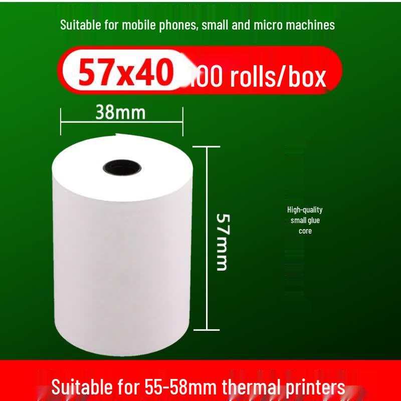 RYZH 57mm Thermal Receipt Printer Paper Rolls 57mm x 40mm x 13mm