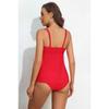 CHARMLEAKS Tankini-Set für Damen, einfarbig, Bademode, Schwimmsets, Spaghettiträger, V-Ausschnitt, gebogene Webkante, Badeanzug