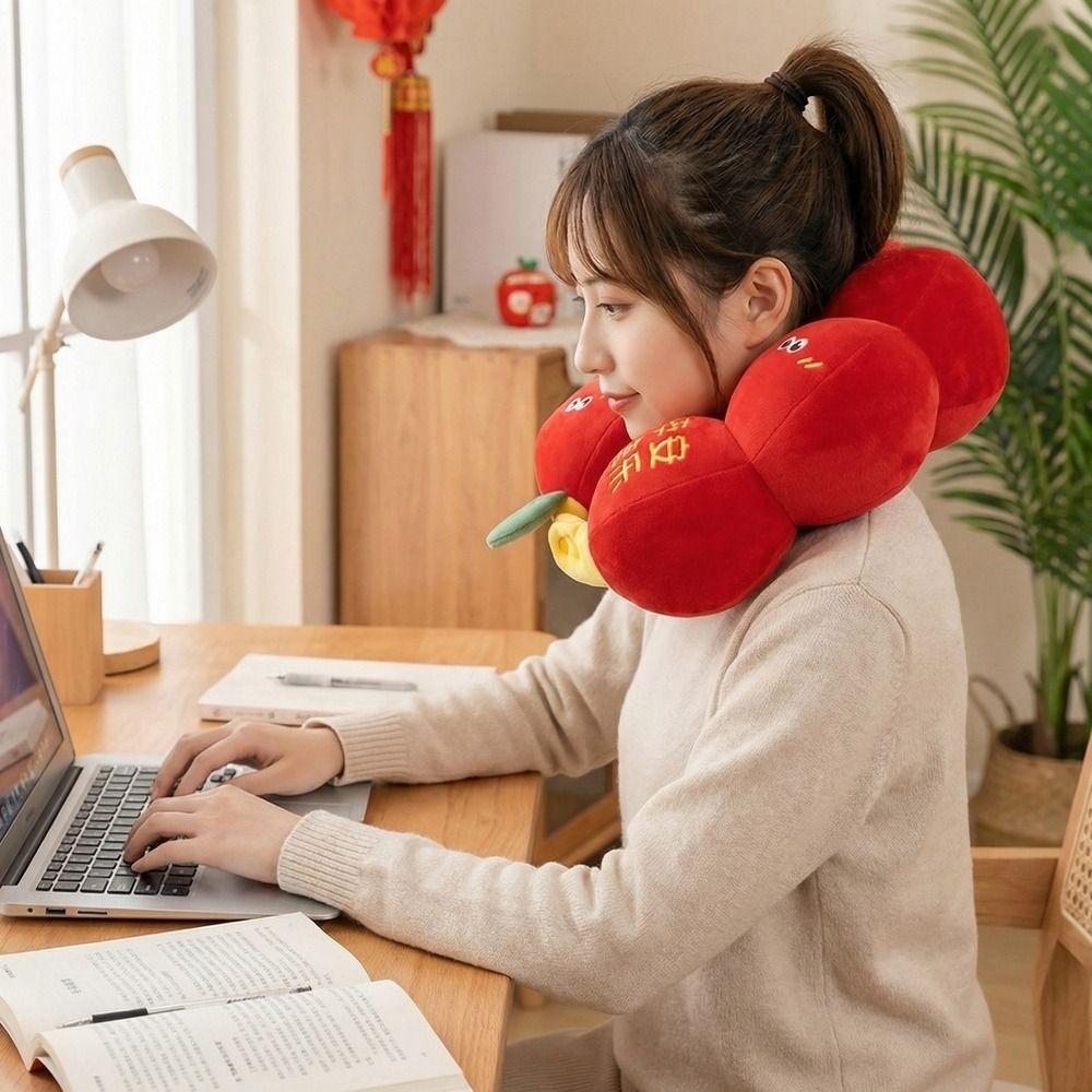 Neckrest Pad Tanghulu Shape U-shaped Pillow Ergonomics Portable Travel Neck Cushion Cute Airplane Nap Pad Car
