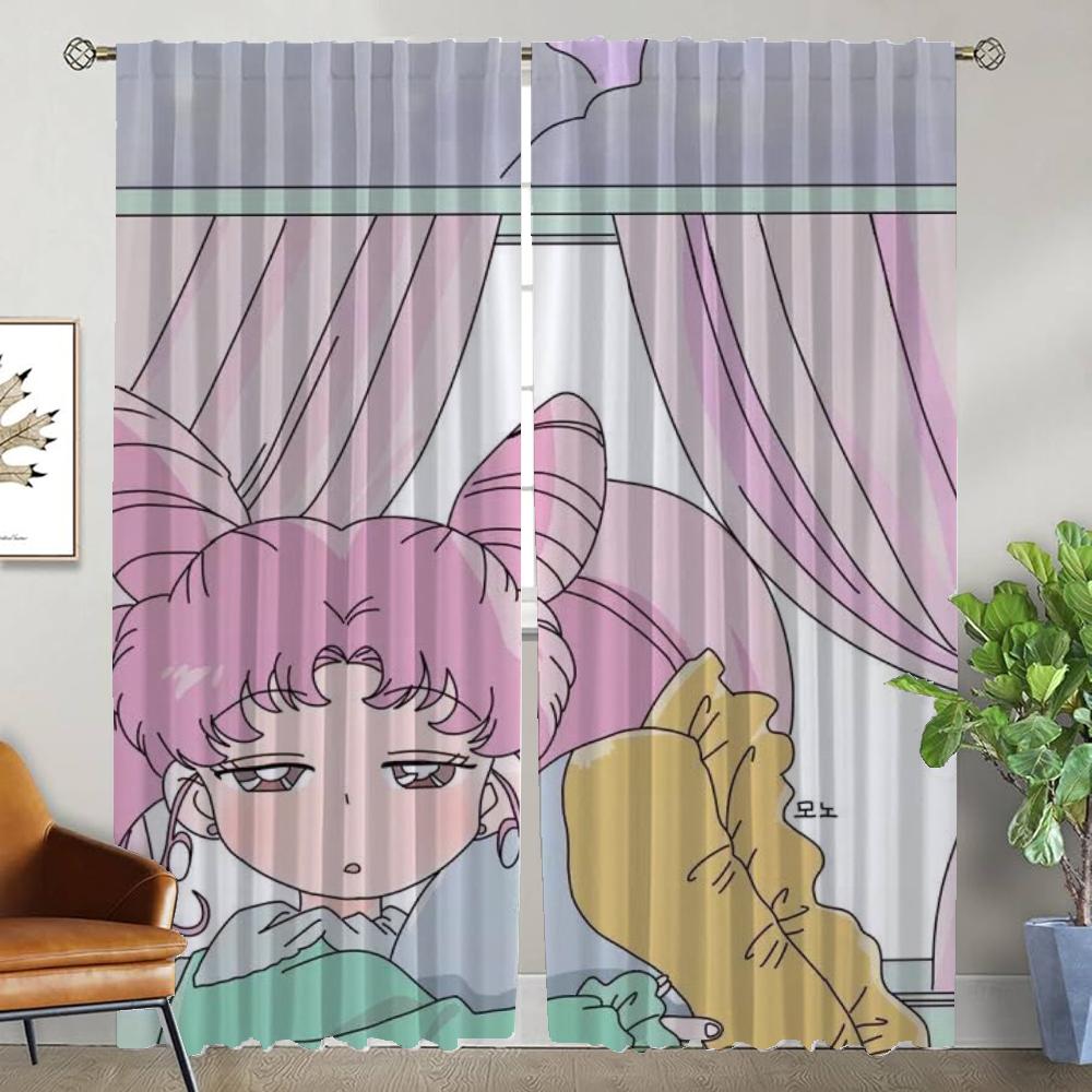 Shades Chibiusa Halloween Decoration Curtains for Bedroom Window Curtain for Room 2 Panel Home Interior Curtains Partition Child