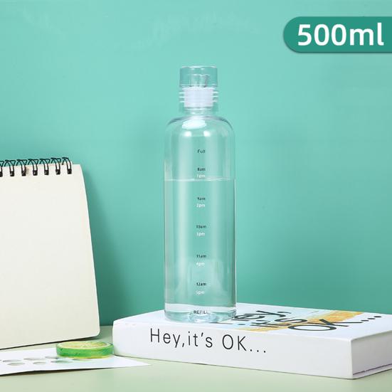 500/750ml Water Cup Time Marker Bottle BPA Free Leakproof Transparent Sports Water Bottle Fitness Gym Bottle