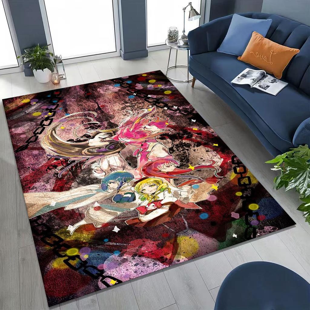 Cartoon Puella Magi Madoka Magica Girl Anime Rug for Bedroom Living Room Sofa Home Doormat Decor,Large Kids Non-slip Floor Mat