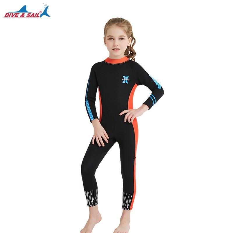 DIVE&SIAL Children's Diving Suit 2.5MM Women's Swimsuit One-piece Long Sleeves Thickened Warm Surfing Snorkeling Jellyfish