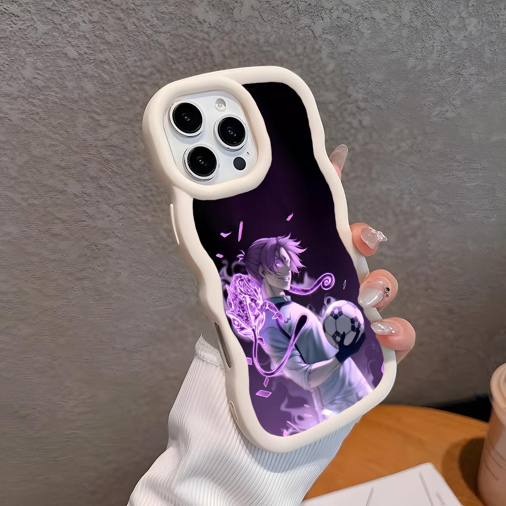 Blue Lock Reo Mikage Wavy Edge TPU Mobile Phone Case for iPhone 17 16 15 14 13 12 11 Air Pro Max Plus Colorful Cover