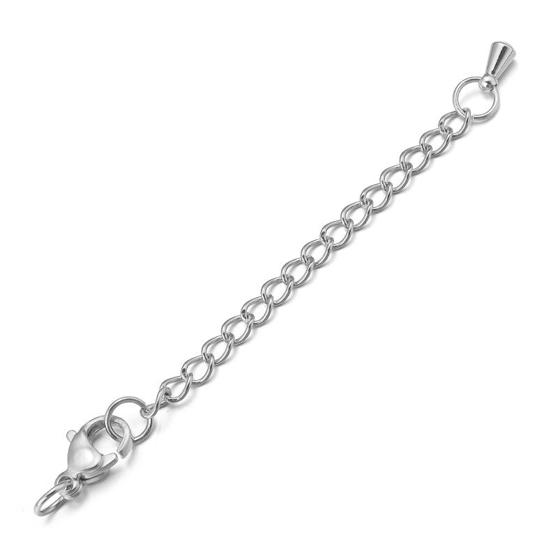 10pcs/Lot 50mm Stainless Steel Necklace Extension Chain Bulk Bracelet Extended Chains Tail Chains Extender For Jewelry Making