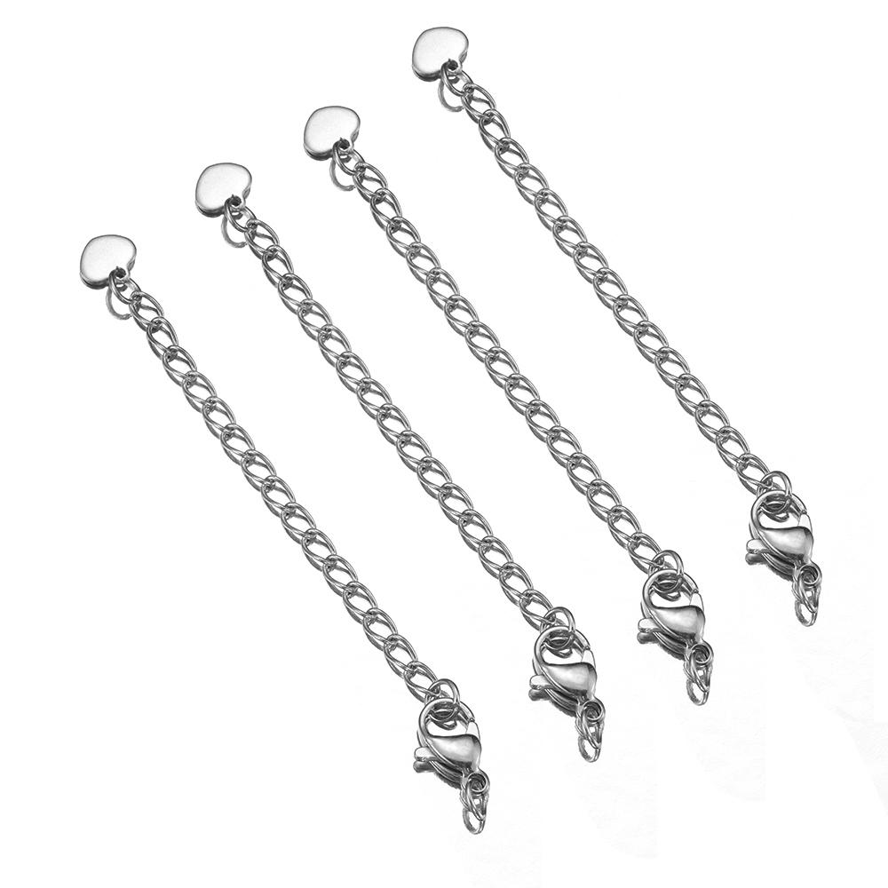 5pcs Stainless Steel Extension Tail Chain Lobster Clasps Connector Extended Chain Bracelet Necklace Jewelry Making DIY Component