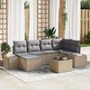 VidaXL 7-piece Garden Sofa Set with Cushions In Black Poly Rattan 3347140