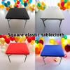 Solid Color Stain-Resistant Tablecloth Elastic Table Protector Durable Square Table Cover  Wedding