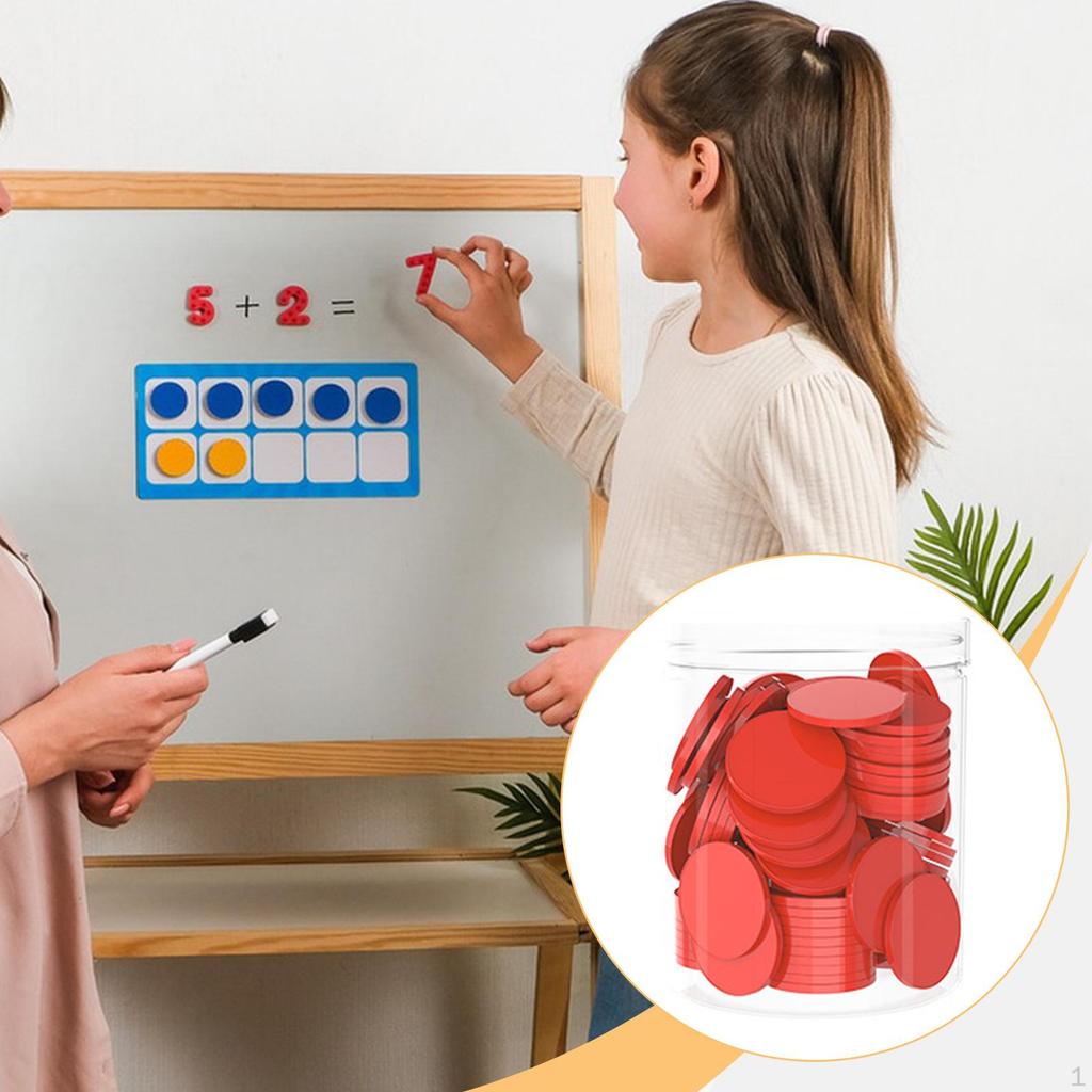 1 inch Math Manipulatives Counting Chips Discs 100Pcs for Bingo Games Multifunctional Sturdy Round