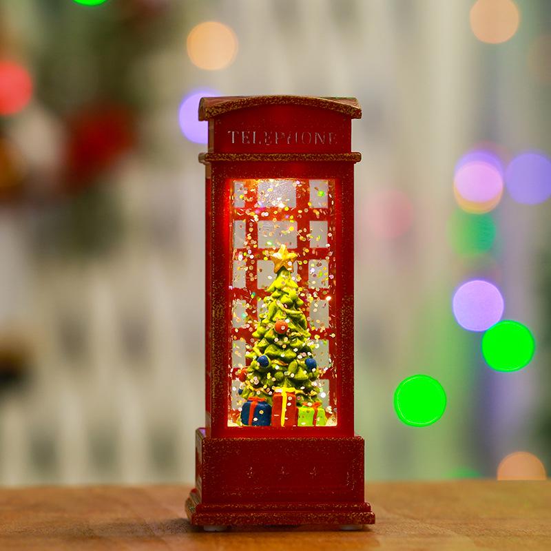 Light-Up Santa Claus Phone Booth Christmas Lantern Ornament