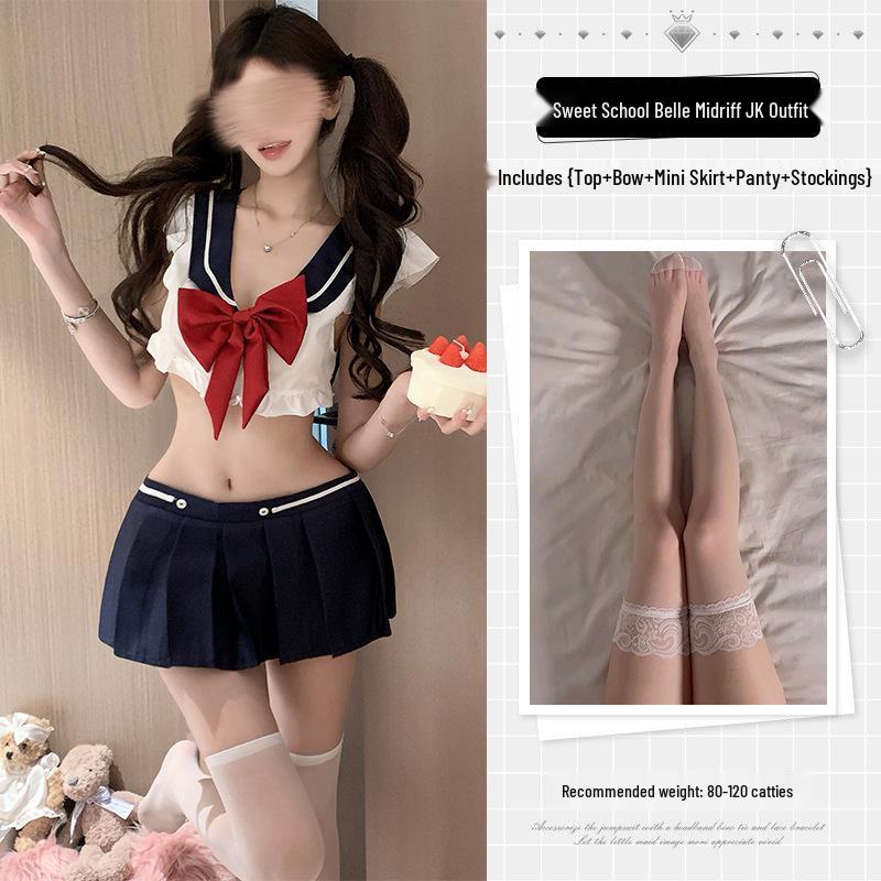 Seductive Schoolgirl Mini Skirt Sailor Suit Sleepwear Set