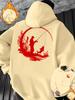 Men Fishing Sports Hoodie Fisherman Silhouette Outdoor Print Black Oversized Pullover Streetwear Sweatshirt Autumn Winter