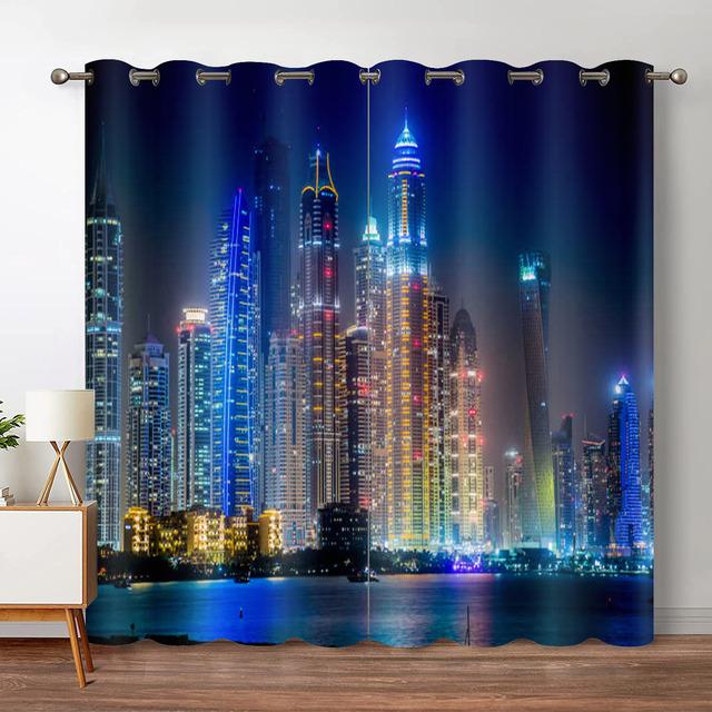 New York City Perdele pentru camera de zi Zgârie-nori de lux Perdele pentru ferestre Poduri și turnuri Vedere la apus de soare Draperii opace pentru fereastră