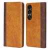 For Sony Xperia 1 VII Case Calf Texture 3 Card Slots Color Splicing Leather Phone Cover