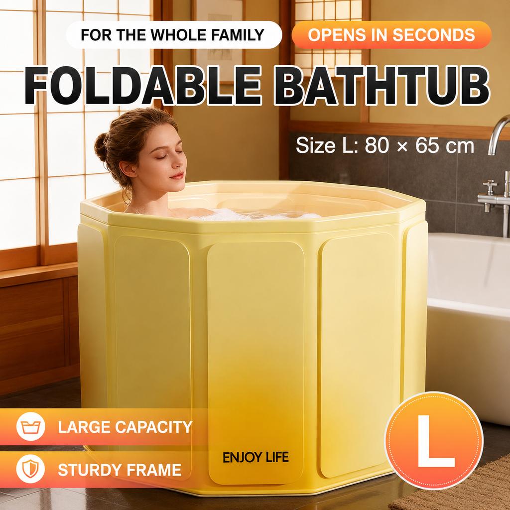 1PC Portable Foldable Bathtub for Adults, Large Deep Soaking Tub, Space-Saving Collapsible Bath Bucket for Indoor Outdoor Use