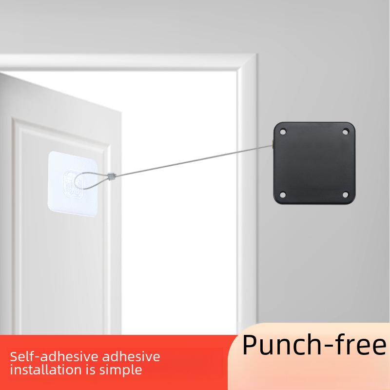 Bezhlučný automatický dveřní zavírač bez nutnosti vrtání: Jednoduchý tlumič pro domácí dveře, posuvné a zavírání pomocí tažného lanka