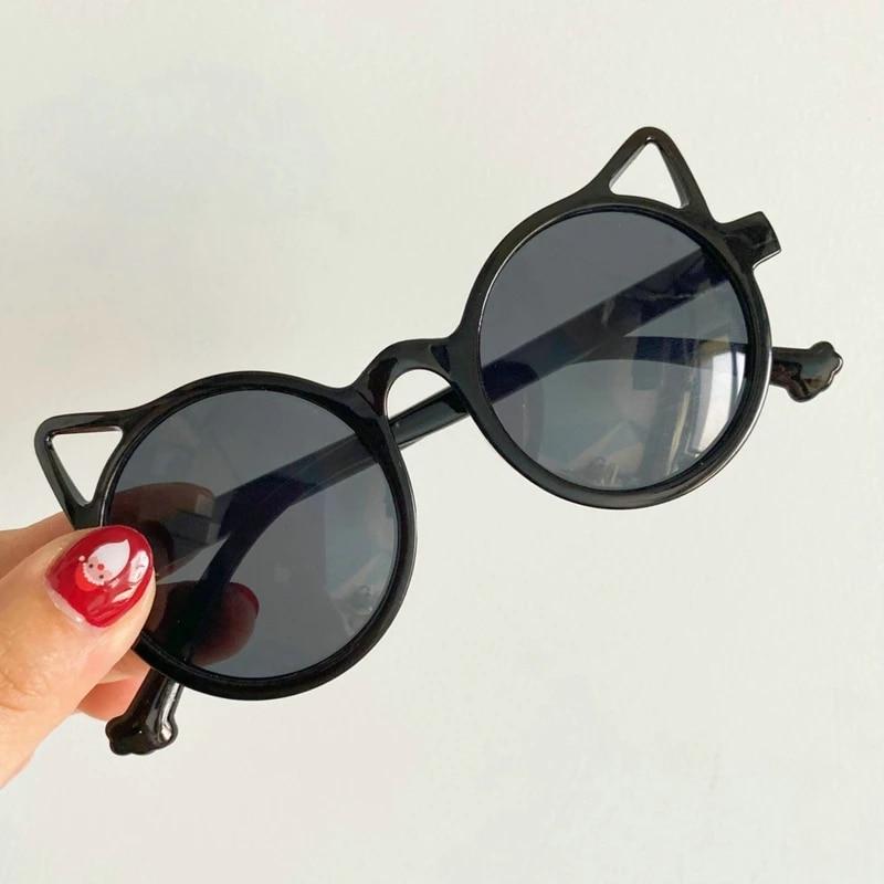 Cute Cat Ear Sunglasses for Girls Boys Vintage Cartoon Animal Sun Protection Outdoor Eye Wear Children Fashion Accessories